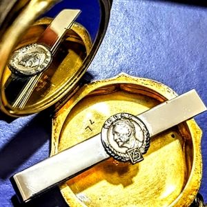 Vtg 1954 sterling silver Kodak 25 years coin tie clip antique